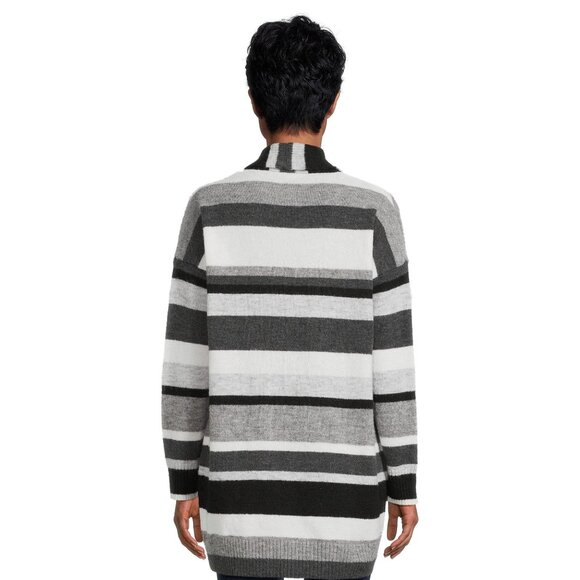 Time and True TM Oversized Striped Cardigan Sweater Open Front Longline Knit - Picture 14 of 16